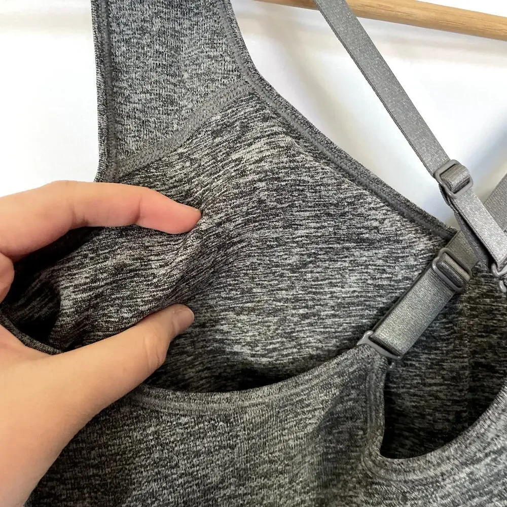Puma gray padded sports bra crossover back nylon women's size XL casual athletic
